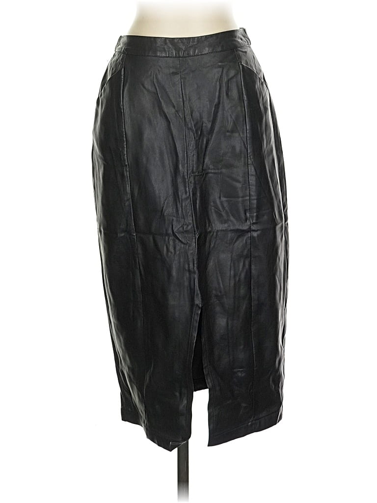Pre-owned Who What Wear Faux Leather Skirt In Black