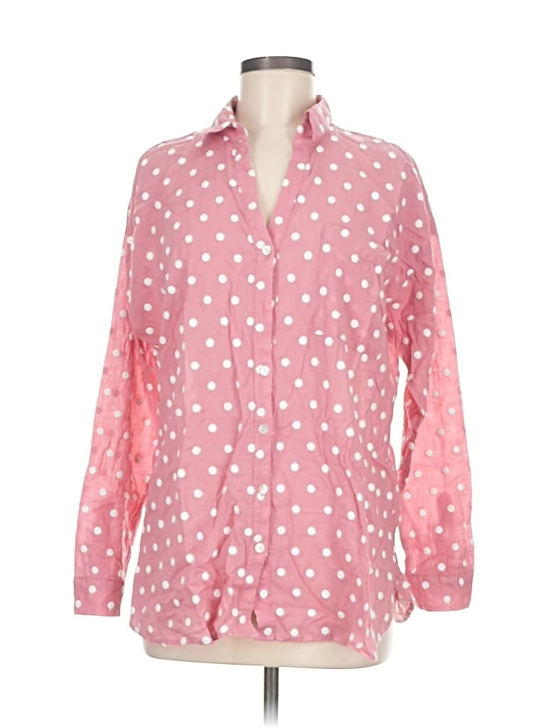 Pre-owned Jjill Long Sleeve Button Down Shirt In Pink