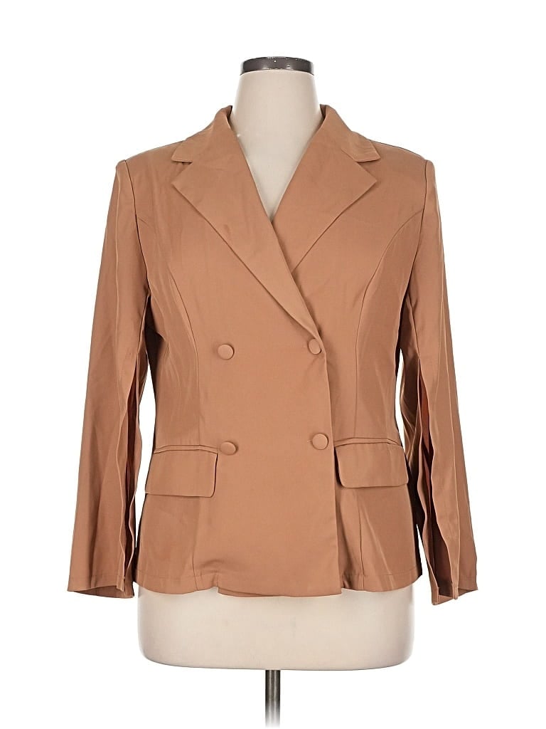 Pre-owned Shein Curve Blazer Jacket In Brown