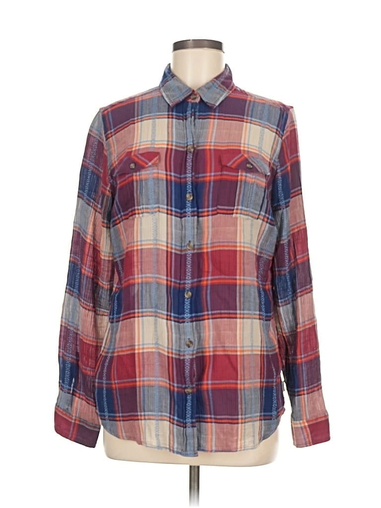 Pre-owned Eddie Bauer Long Sleeve Button Down Shirt In Red