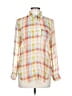 Timing 100% Polyester Plaid Orange Long Sleeve Blouse Size L - photo 1