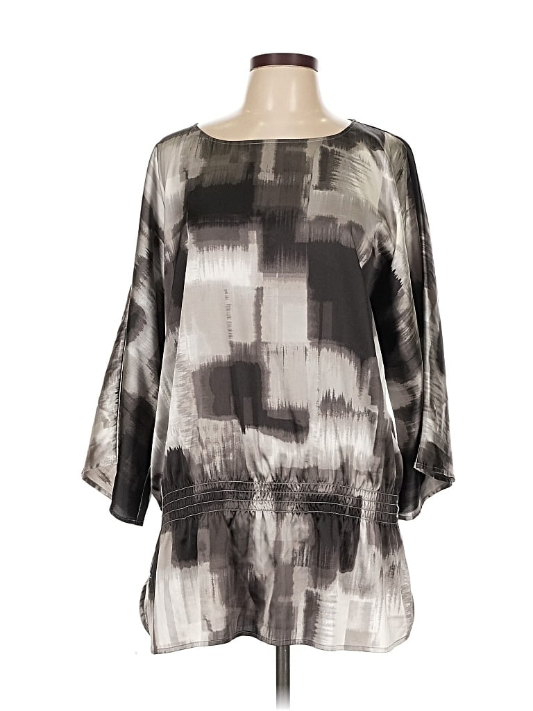 Pre-owned Chico's 3/4 Sleeve Blouse In Gray