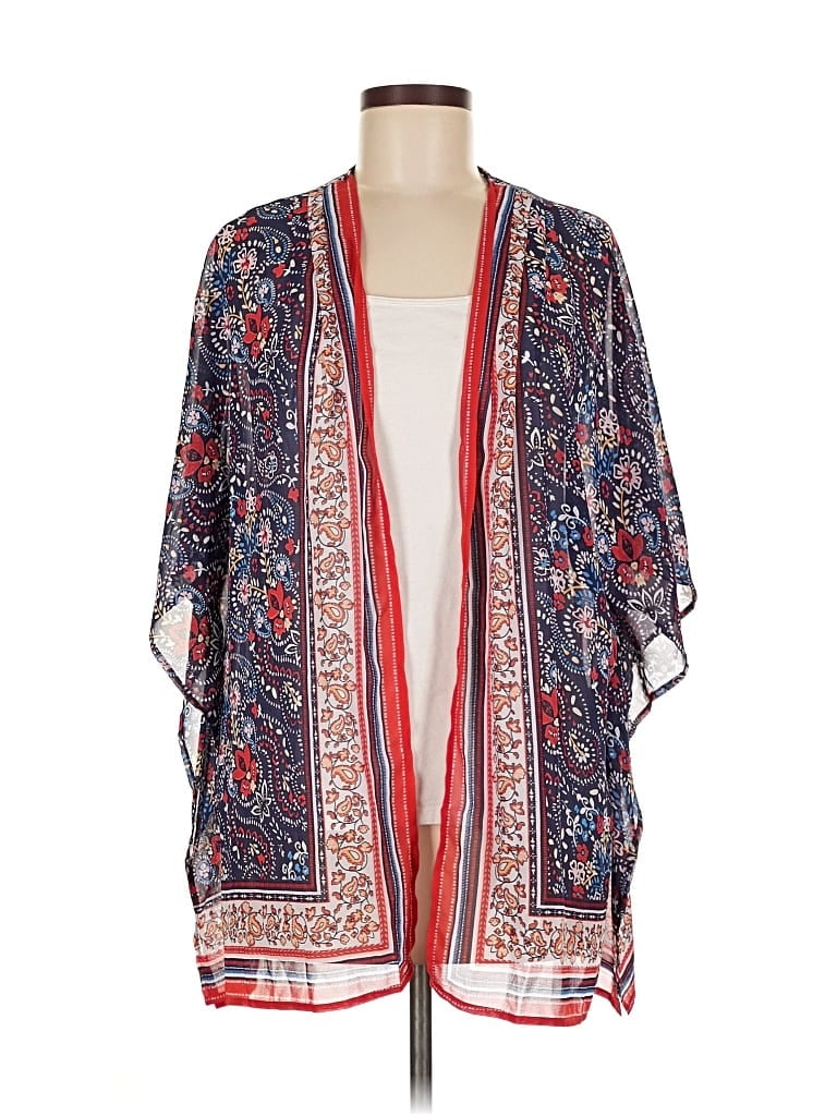 Pre-owned Belle By Kim Gravel Kimono In Blue