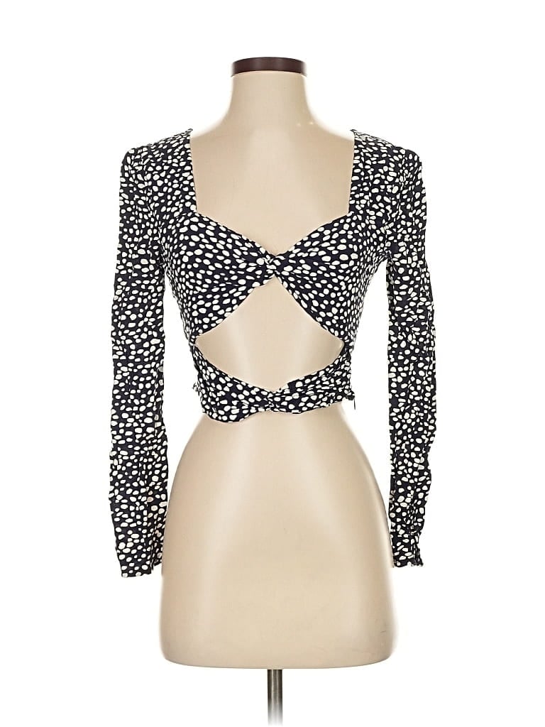 Pre-owned Privacy Please Long Sleeve Top Black Sweetheart Neckline Tops