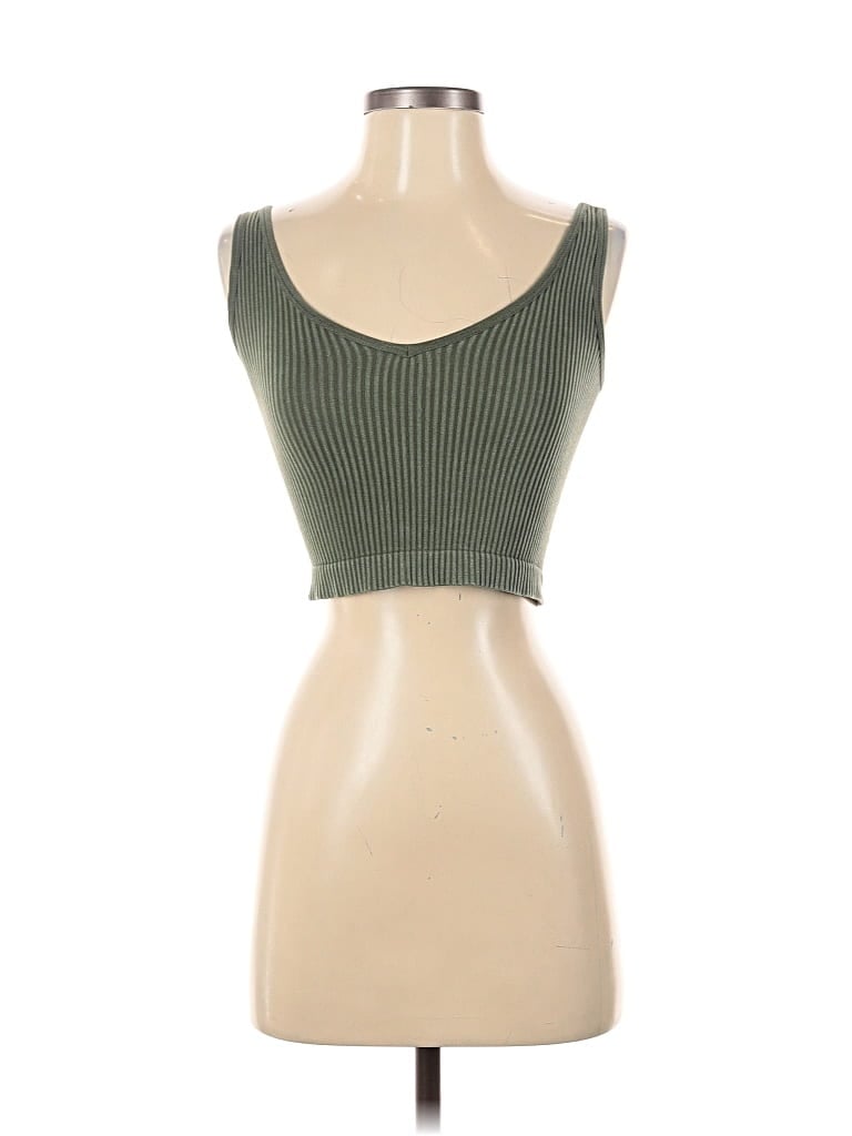 Pre-owned Aura Tank Top Green Strapless Neckline Tops