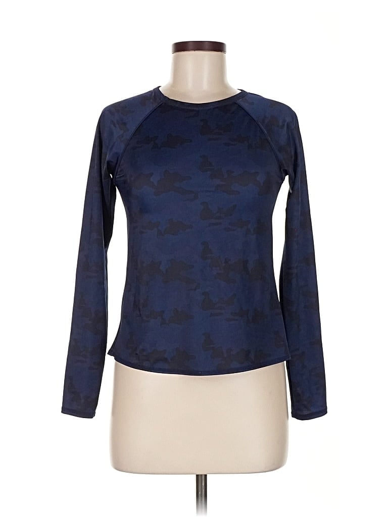 Pre-owned All In Motion Long Sleeve Top Blue Mock Neckline Tops