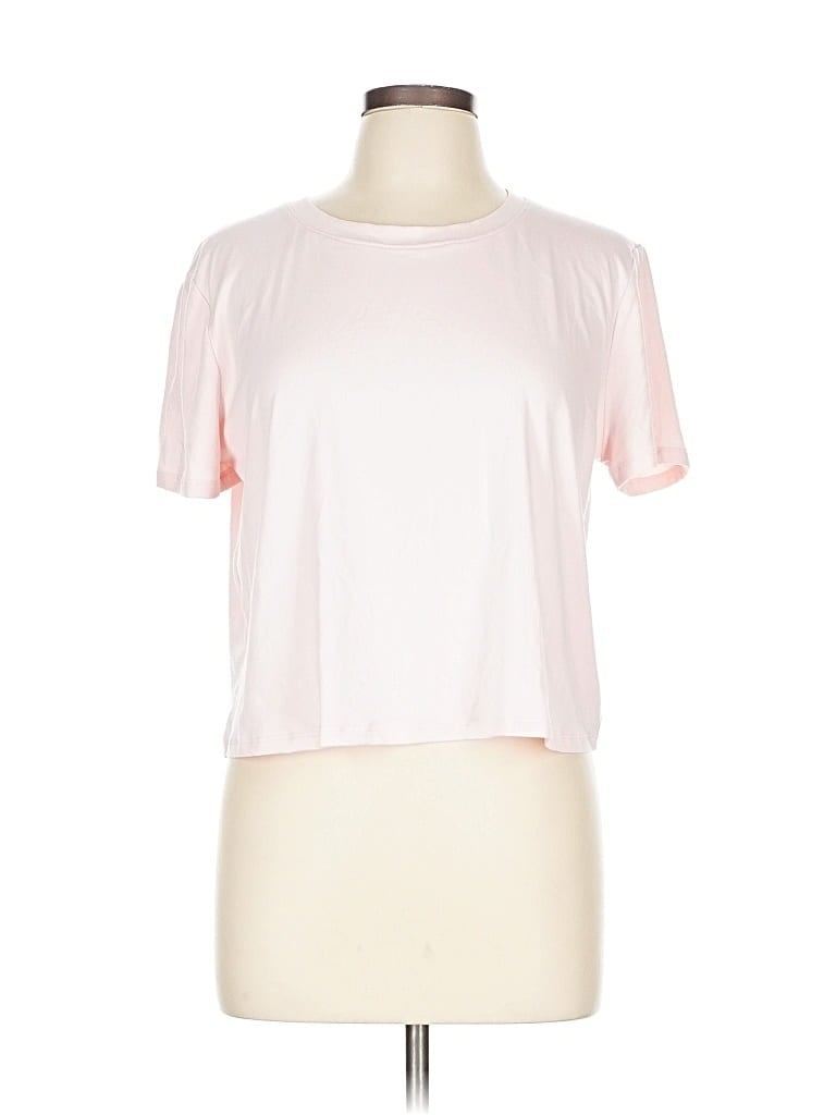 Pre-owned Yogalicious Short Sleeve Top Pink Crew Neck Tops