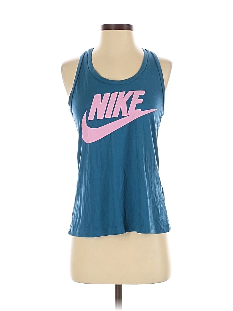 Pre-owned Nike Tank Top Blue Halter Neckline Tops