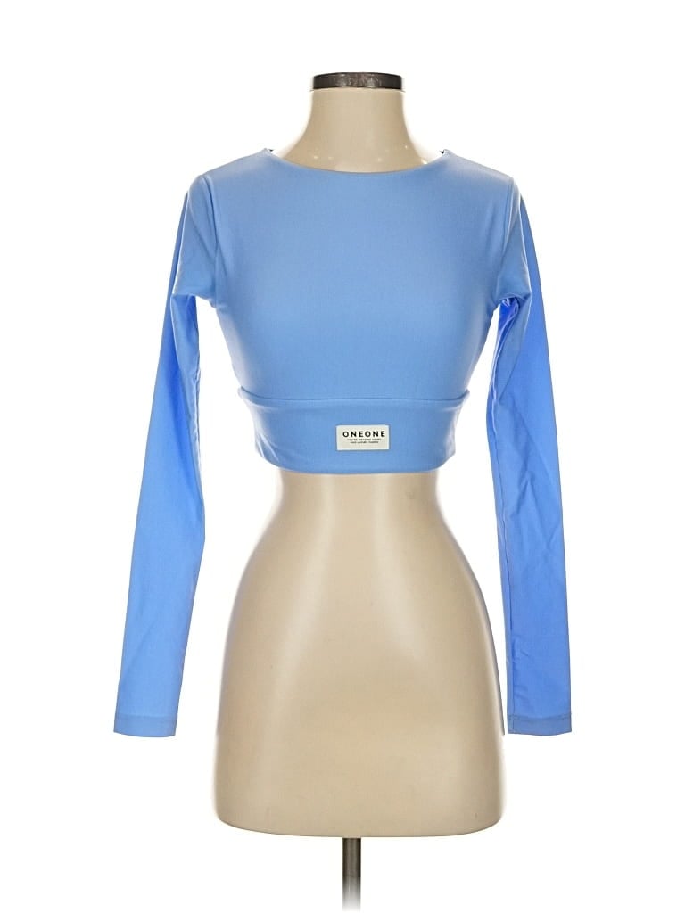Pre-owned Oneonone Long Sleeve Top Blue Boatneck Tops