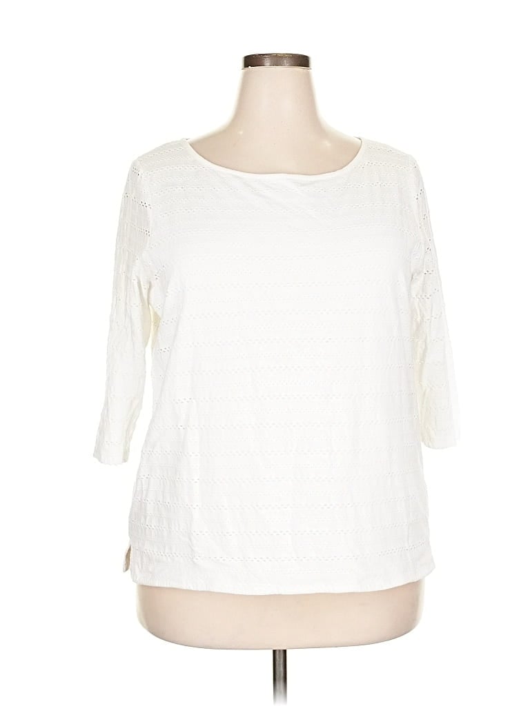 Pre-owned Talbots Outlet 3/4 Sleeve Top Ivory Boatneck Tops In White