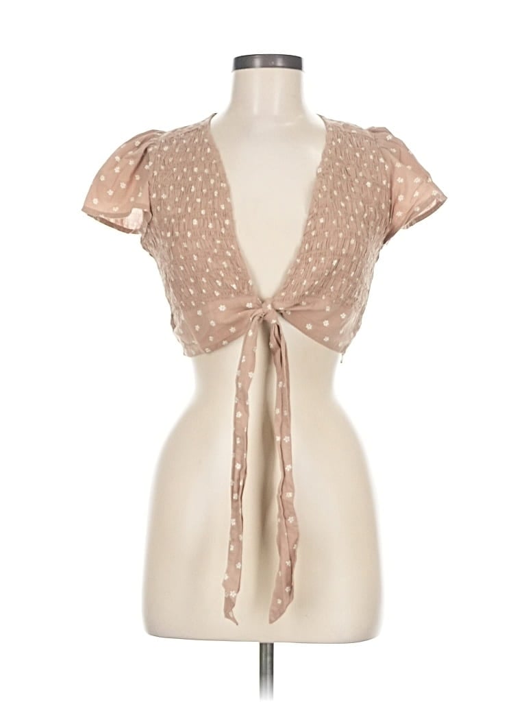 AMERICAN EAGLE OUTFITTERS Pre-owned Tank Top Tan Plunge Neckline Tops In Brown