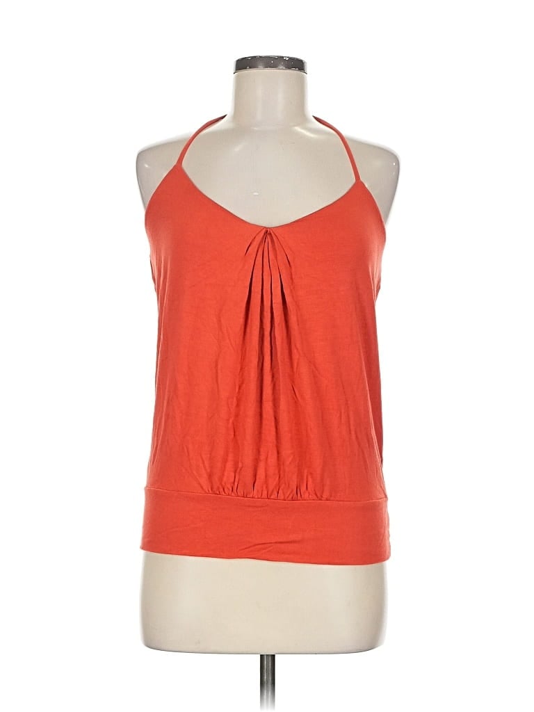 Pre-owned Ann Taylor Sleeveless Top Orange Halter Neckline Tops