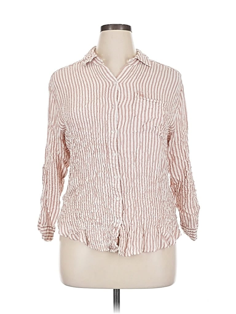 Pre-owned Jane And Delancey 3/4 Sleeve Button Down Shirt In Pink