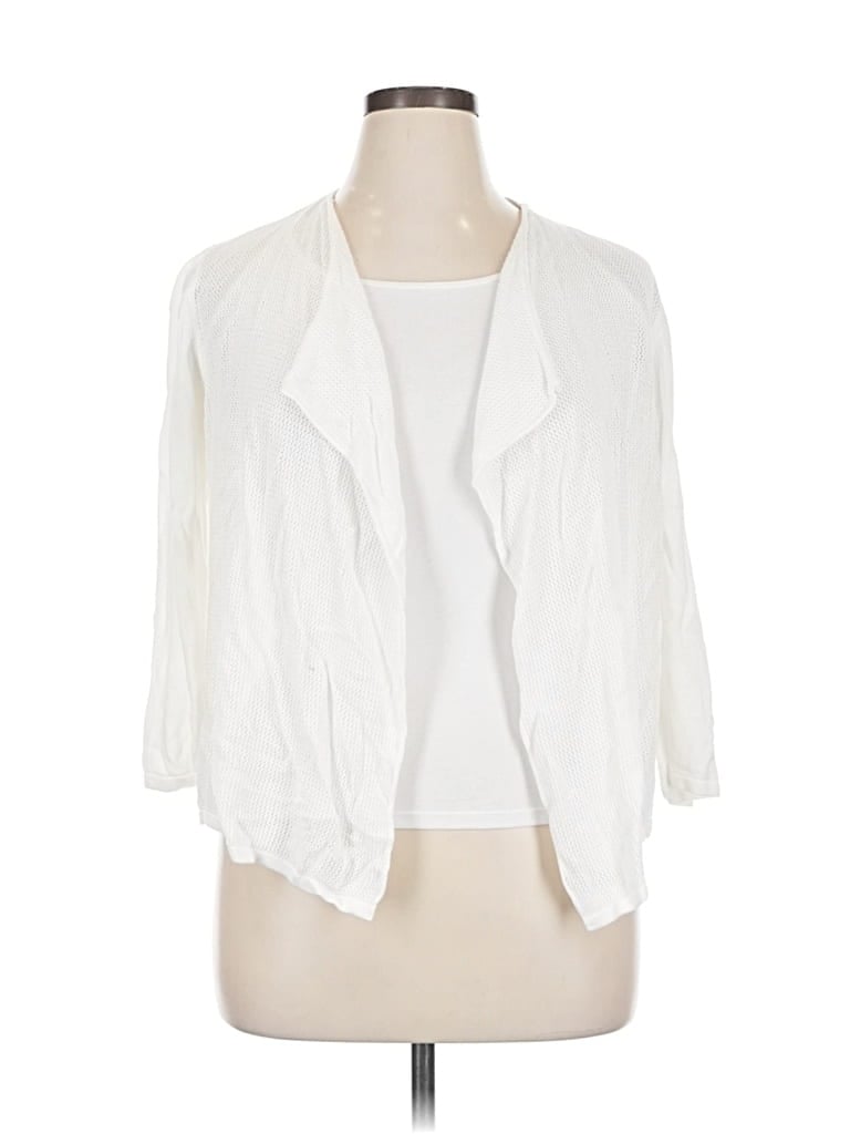 Pre-owned August Silk Cardigan Sweater In White
