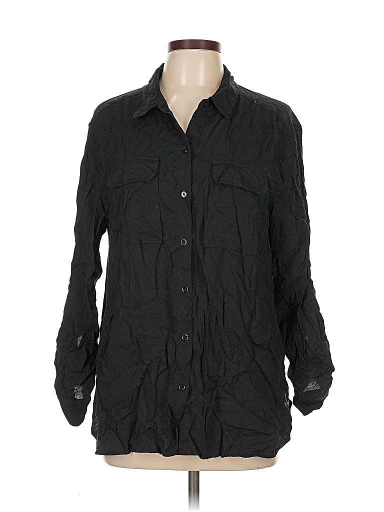 VINCE CAMUTO Pre-owned Long Sleeve Button Down Shirt In Black