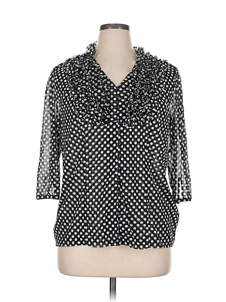 Pre-owned Inc International Concepts 3/4 Sleeve Blouse In Black