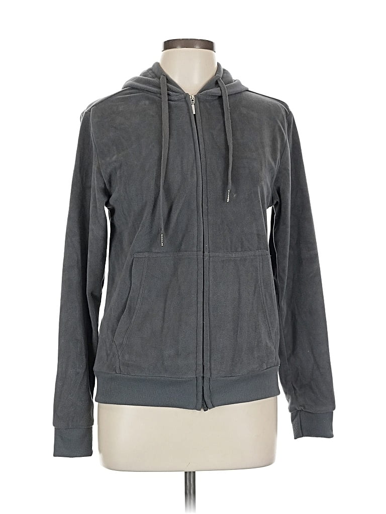 Pre-owned Assorted Brands Zip Up Hoodie In Gray