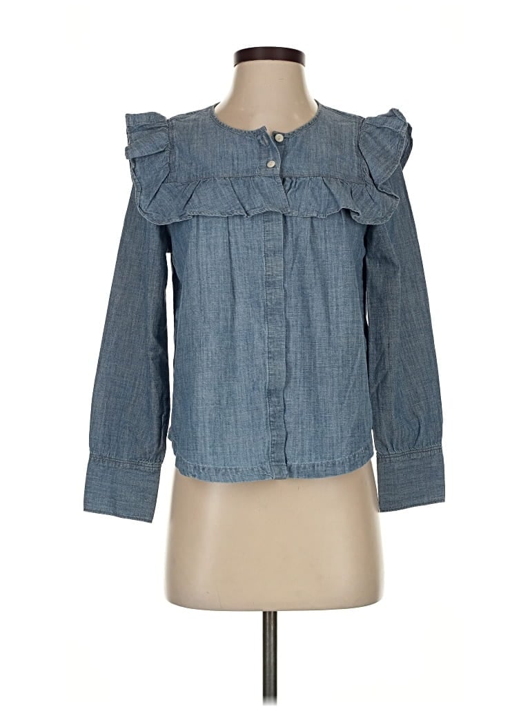 Pre-owned Madewell Long Sleeve Blouse In Blue