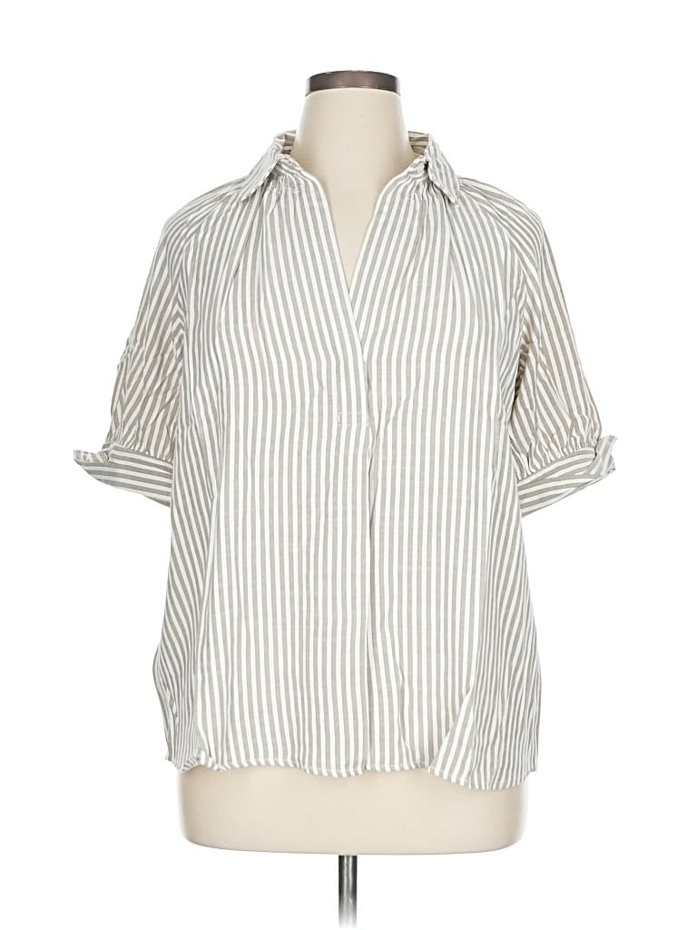 Max Studio Short Sleeve Blouse In White