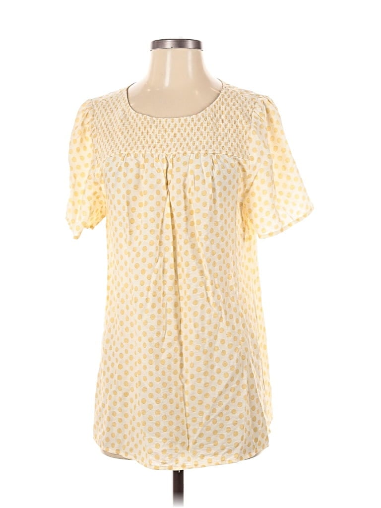 Pre-owned Unbranded Short Sleeve Blouse In Yellow