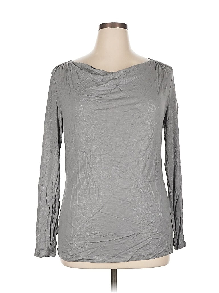 Pre-owned Apt. 9 Long Sleeve Top Gray Boatneck Tops
