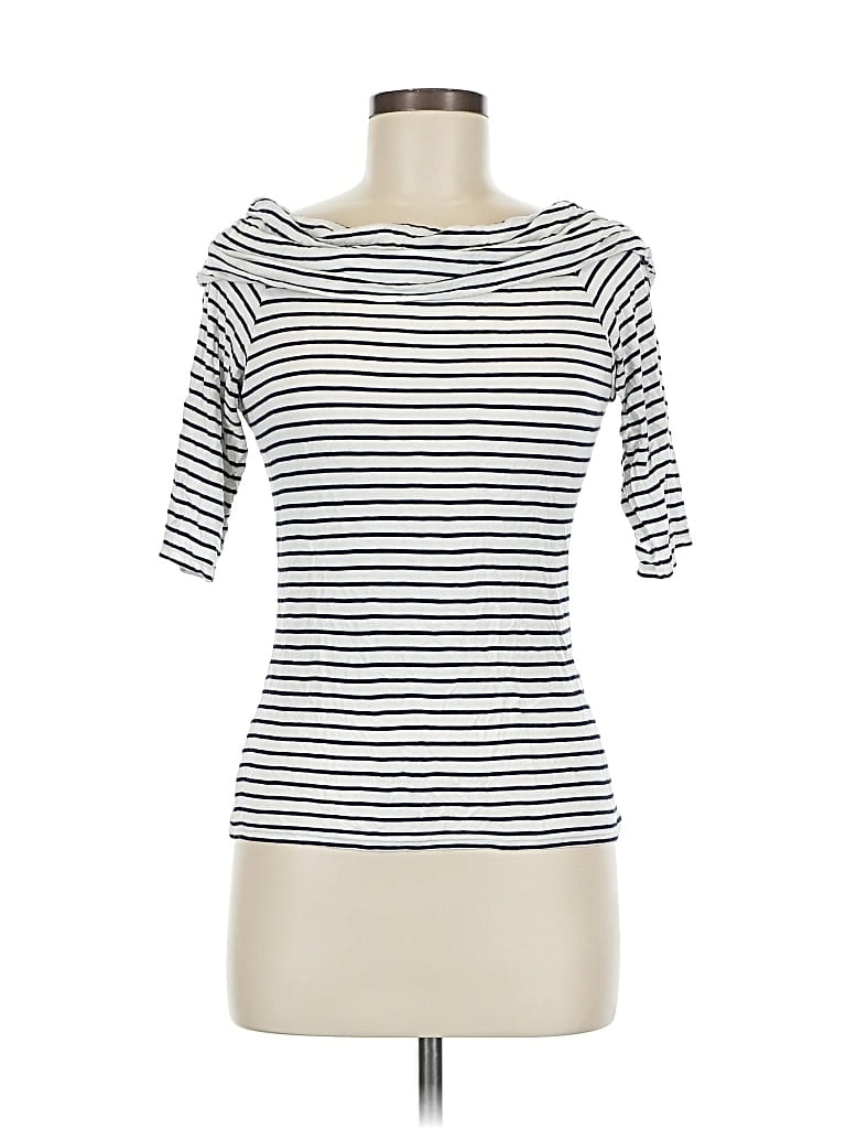 Pre-owned Max Studio 3/4 Sleeve T-shirt In White