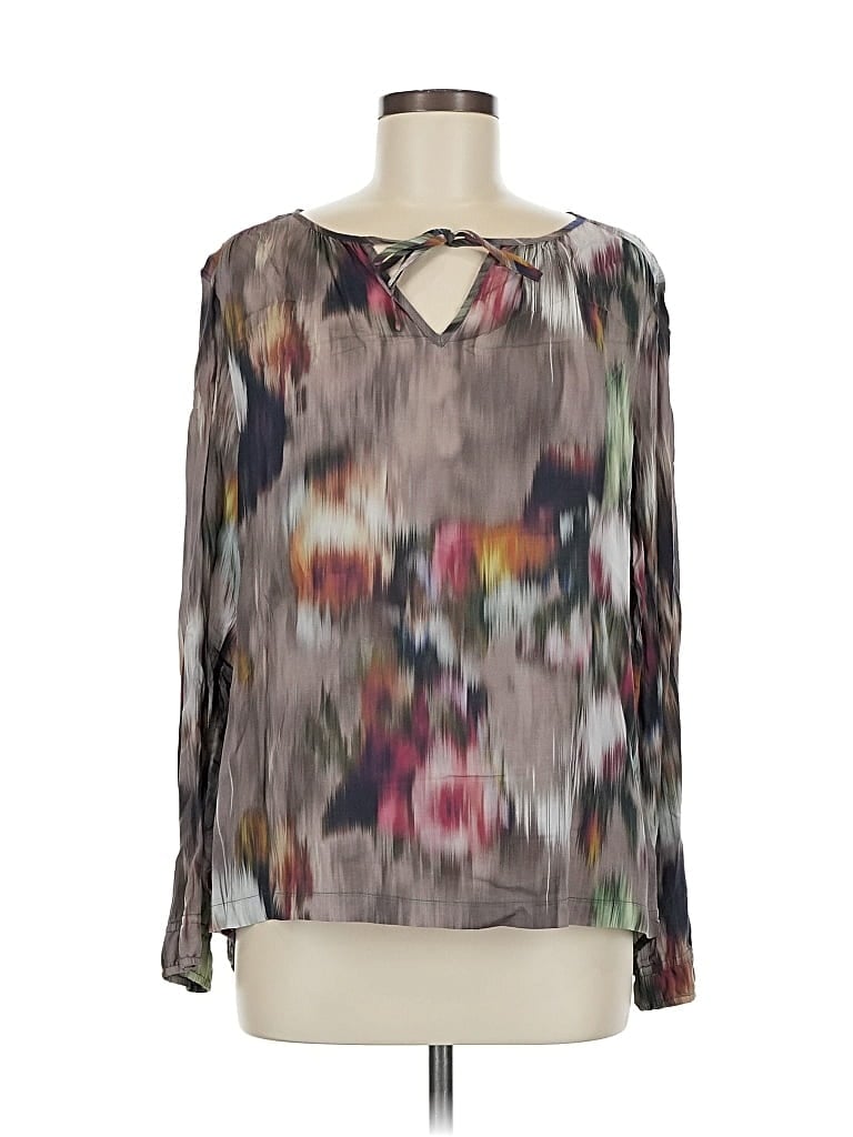 Pre-owned Ecru Long Sleeve Blouse In Gray
