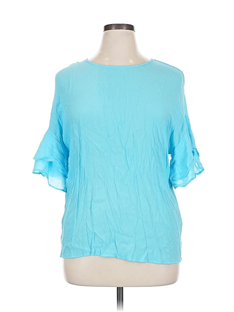 Pre-owned Cato Short Sleeve Blouse In Blue