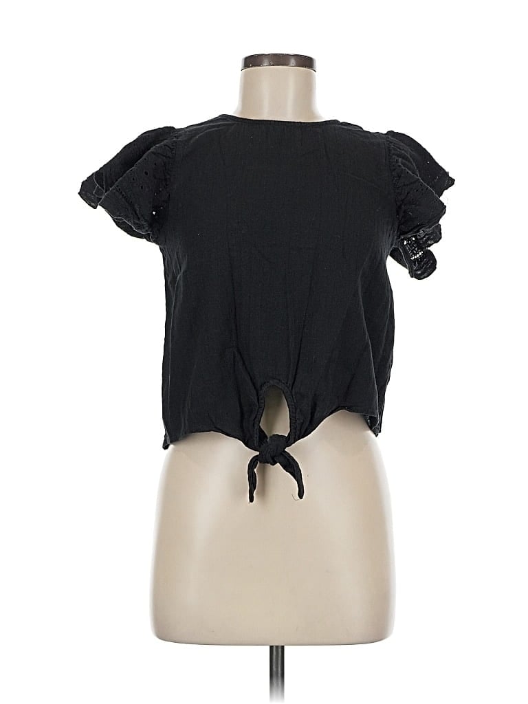 Pre-owned Miami Short Sleeve Top Black Keyhole Neckline Tops