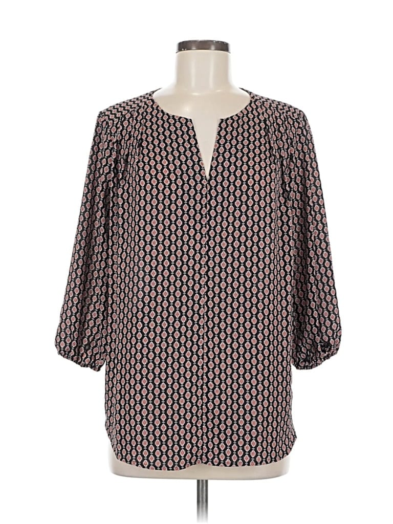 Pre-owned Pleione 3/4 Sleeve Blouse In Brown