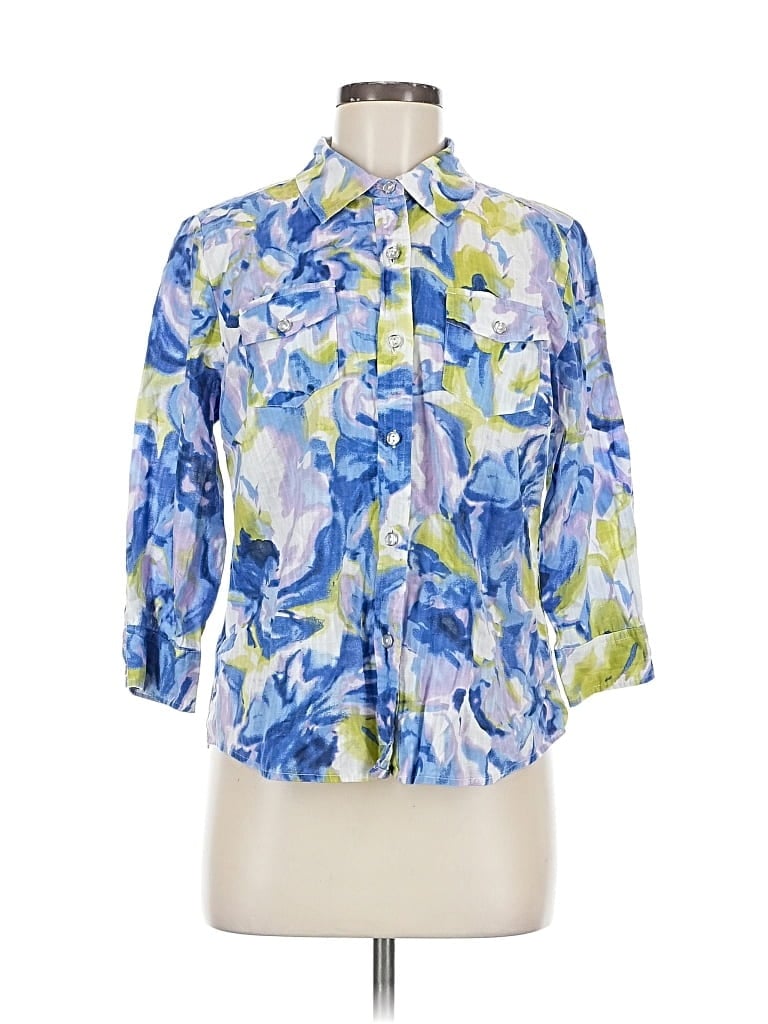 KAREN SCOTT Pre-owned 3/4 Sleeve Blouse In Blue