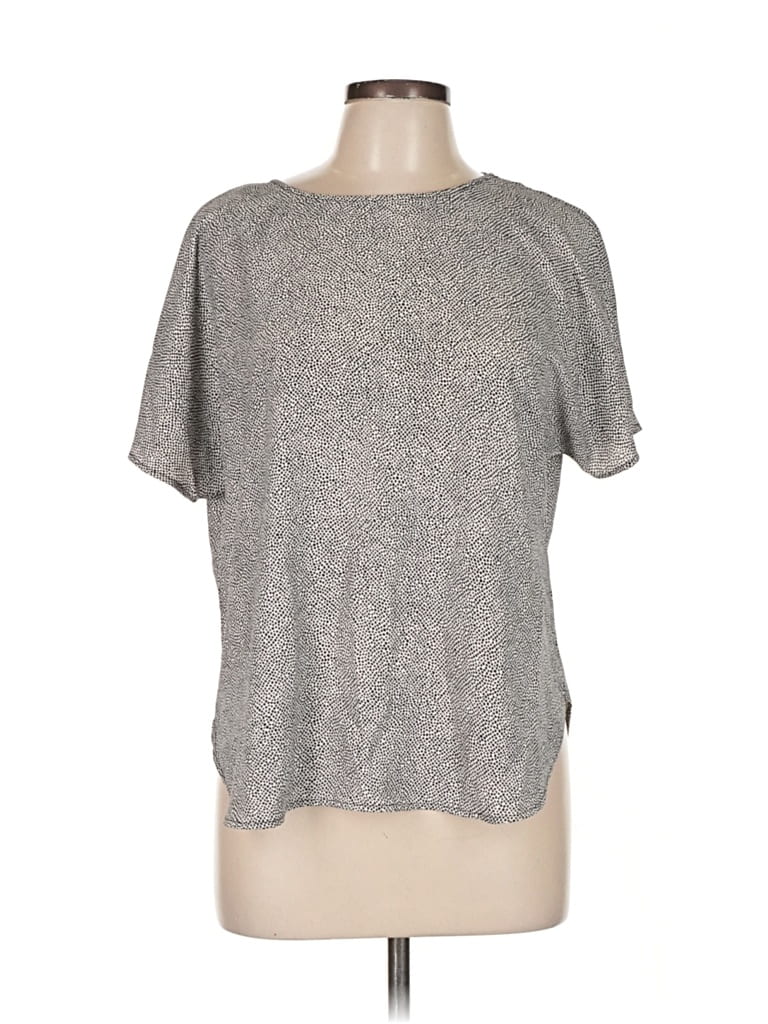 Pre-owned Anne Klein Short Sleeve Top Gray Crew Neck Tops