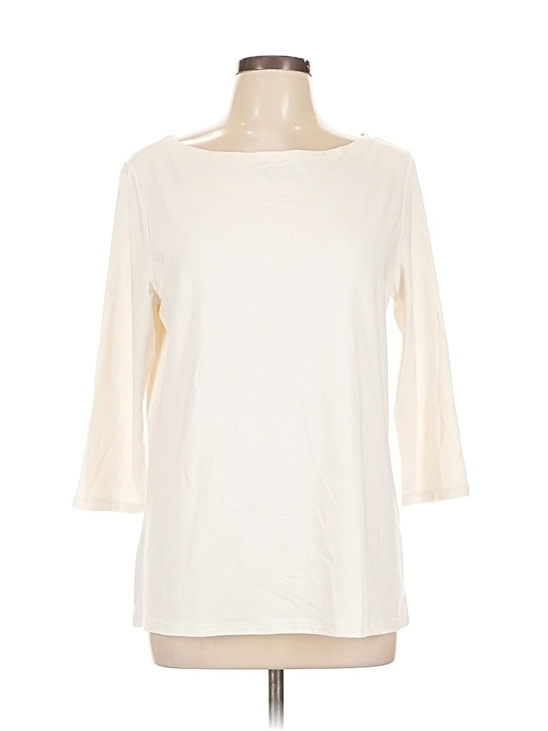 Pre-owned Ann Taylor Factory 3/4 Sleeve Top Ivory Boatneck Tops In White