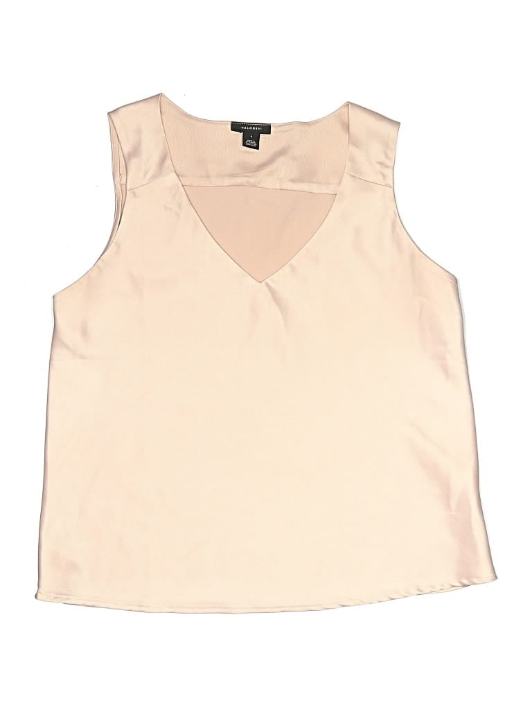 Pre-owned Halogen Sleeveless Blouse In White