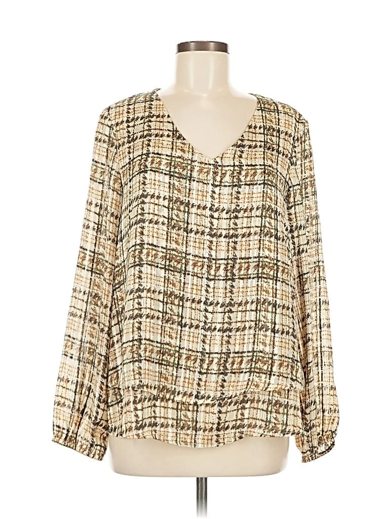 Pre-owned Zac & Rachel Long Sleeve Blouse In White