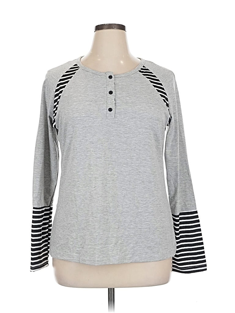 Pre-owned Unbranded Long Sleeve Henley Shirt In Gray