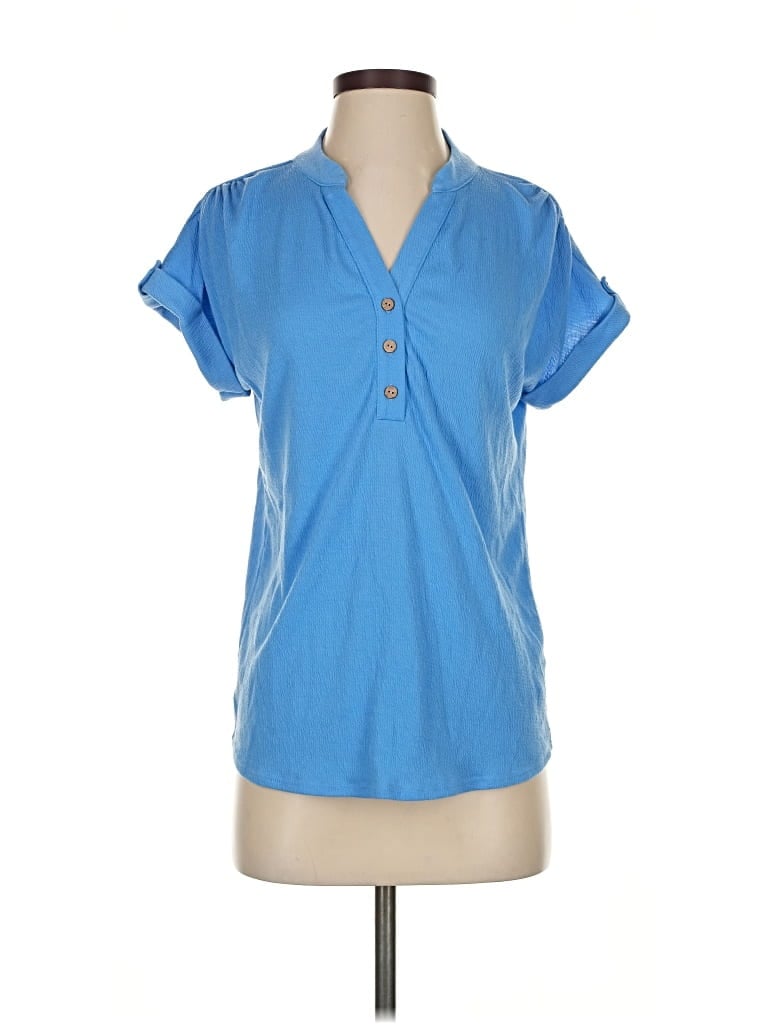 Pre-owned Joie De Vivre Short Sleeve Blouse In Blue