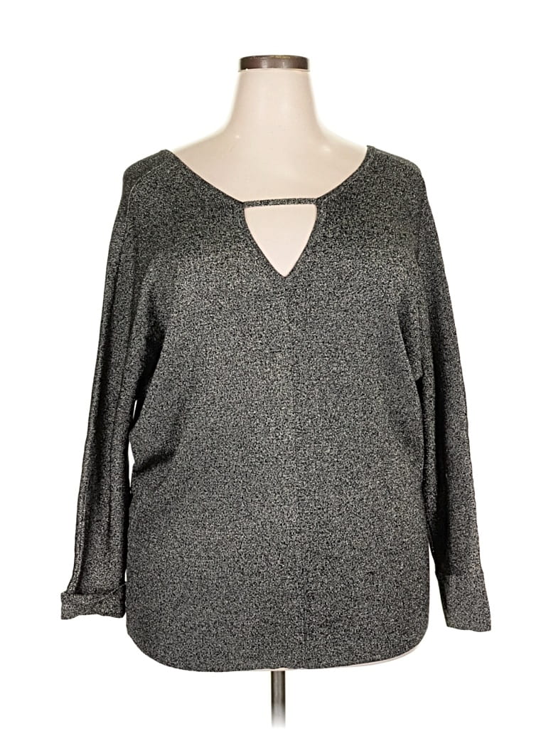 Pre-owned Lane Bryant Long Sleeve Blouse In Gray
