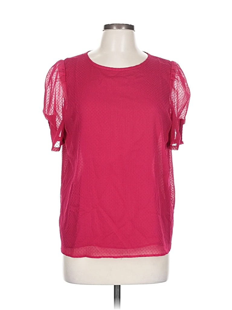 Pre-owned Ann Taylor Loft Short Sleeve Top Pink Scoop Neck Tops