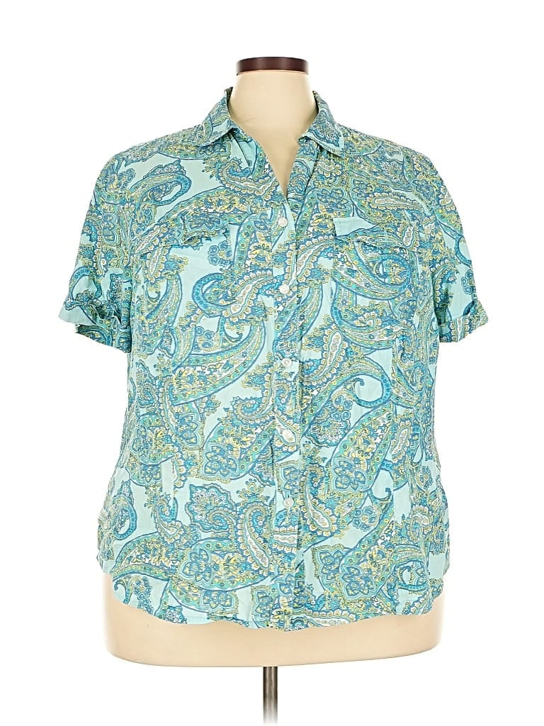 Pre-owned Jones New York Sport Short Sleeve Blouse In Blue