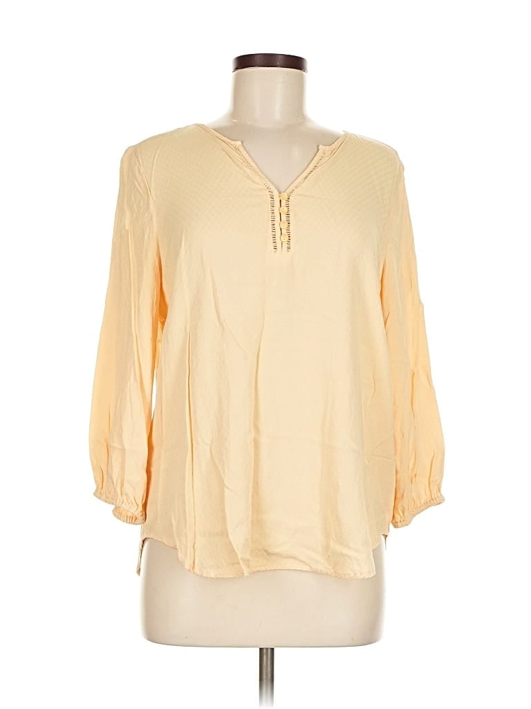 Pre-owned Liz Claiborne 3/4 Sleeve Blouse In Yellow