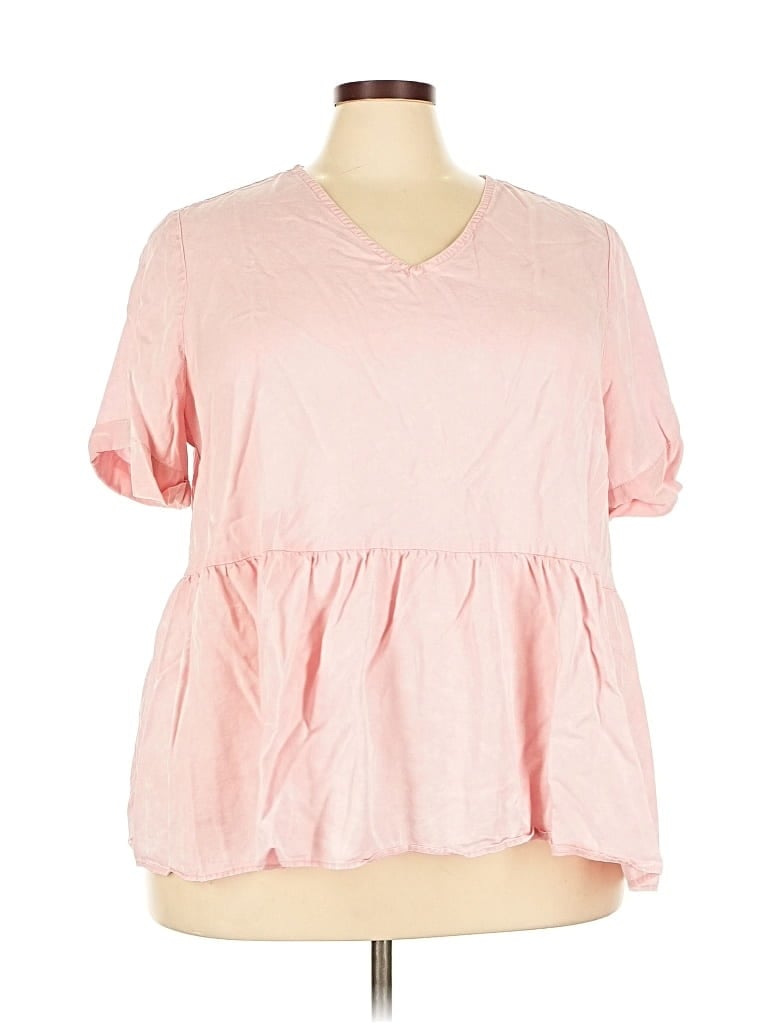 Pre-owned Terra & Sky Short Sleeve Blouse In Pink