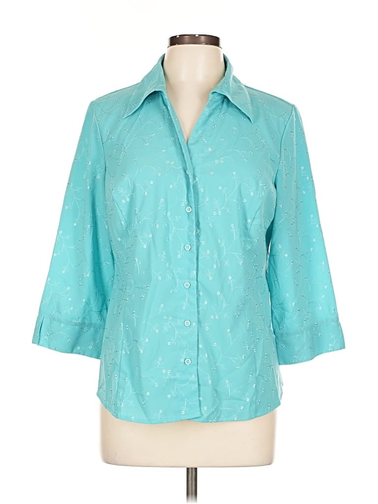 Pre-owned Fred David 3/4 Sleeve Blouse In Blue