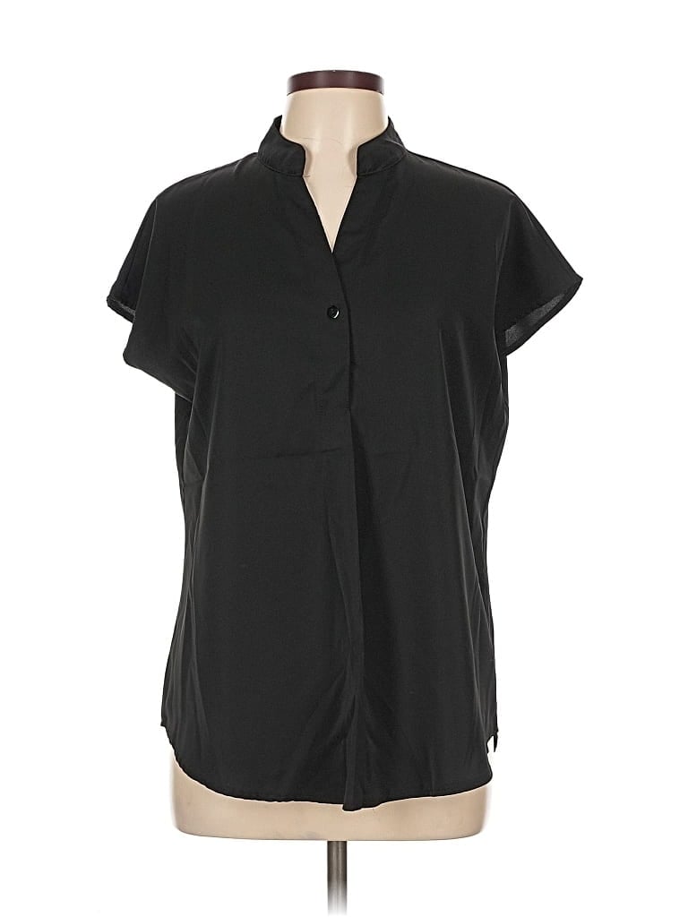 Pre-owned Unbranded Short Sleeve Blouse In Black