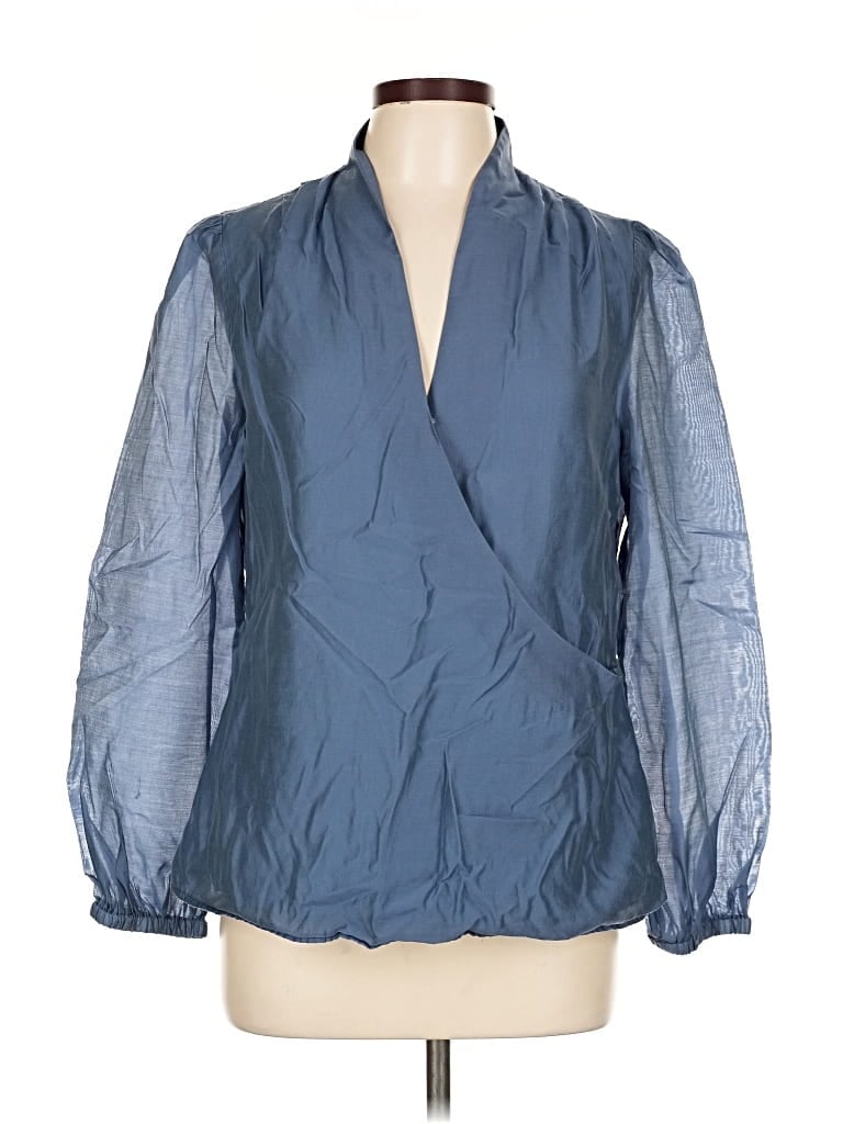 Pre-owned Assorted Brands Long Sleeve Blouse In Blue