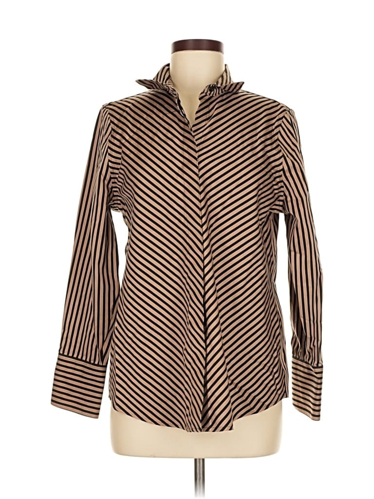 Pre-owned Chico's Long Sleeve Blouse In Brown