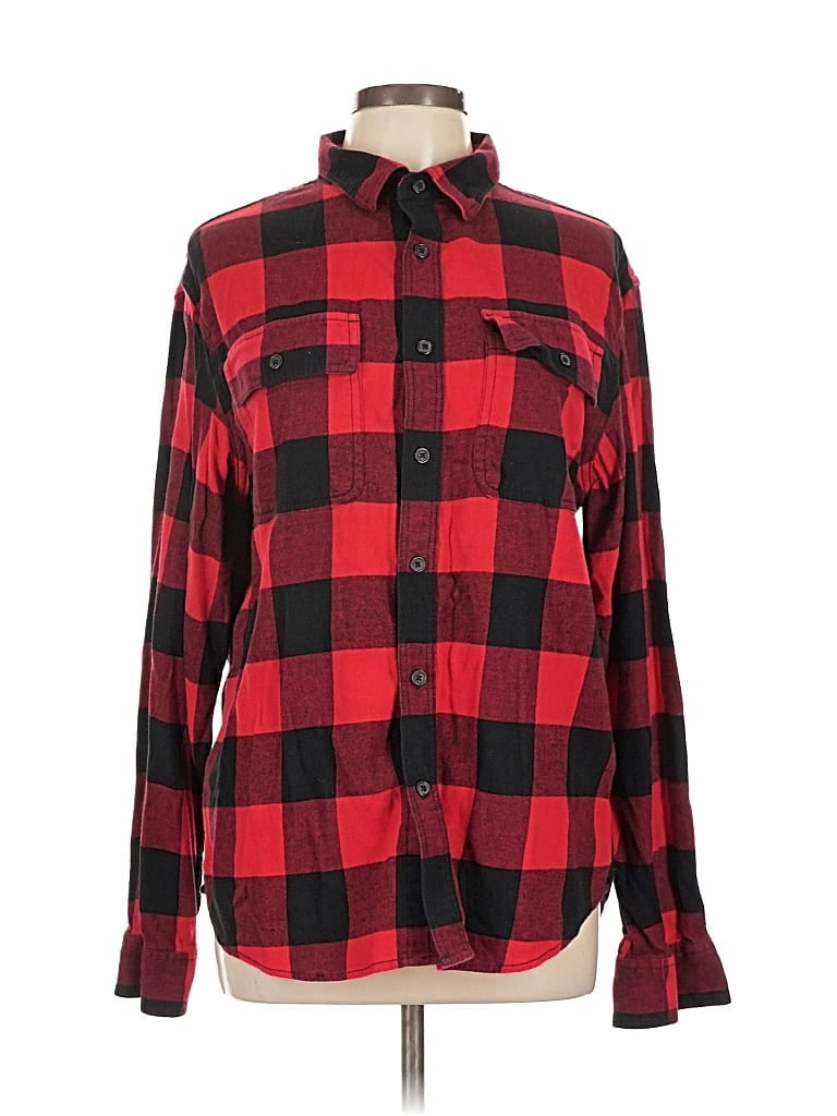 Pre-owned Old Navy Long Sleeve Button Down Shirt In Red