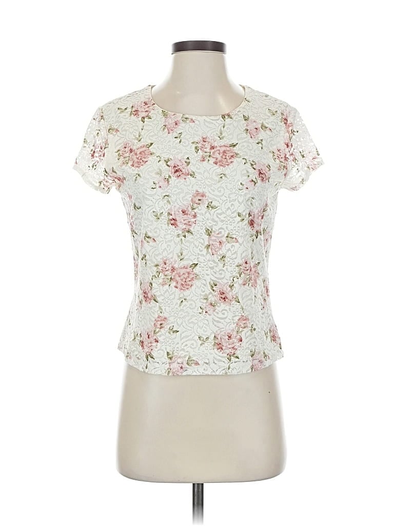 Pre-owned Kate Hill Short Sleeve Blouse In White