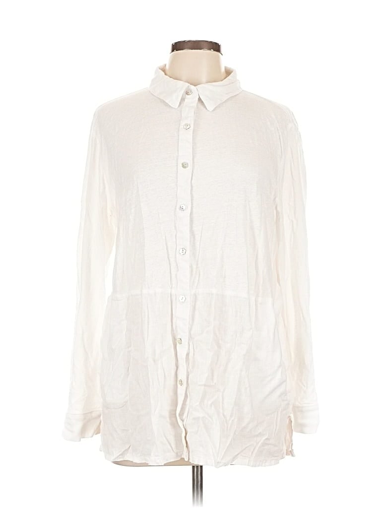 Pre-owned Tahari Long Sleeve Blouse In White