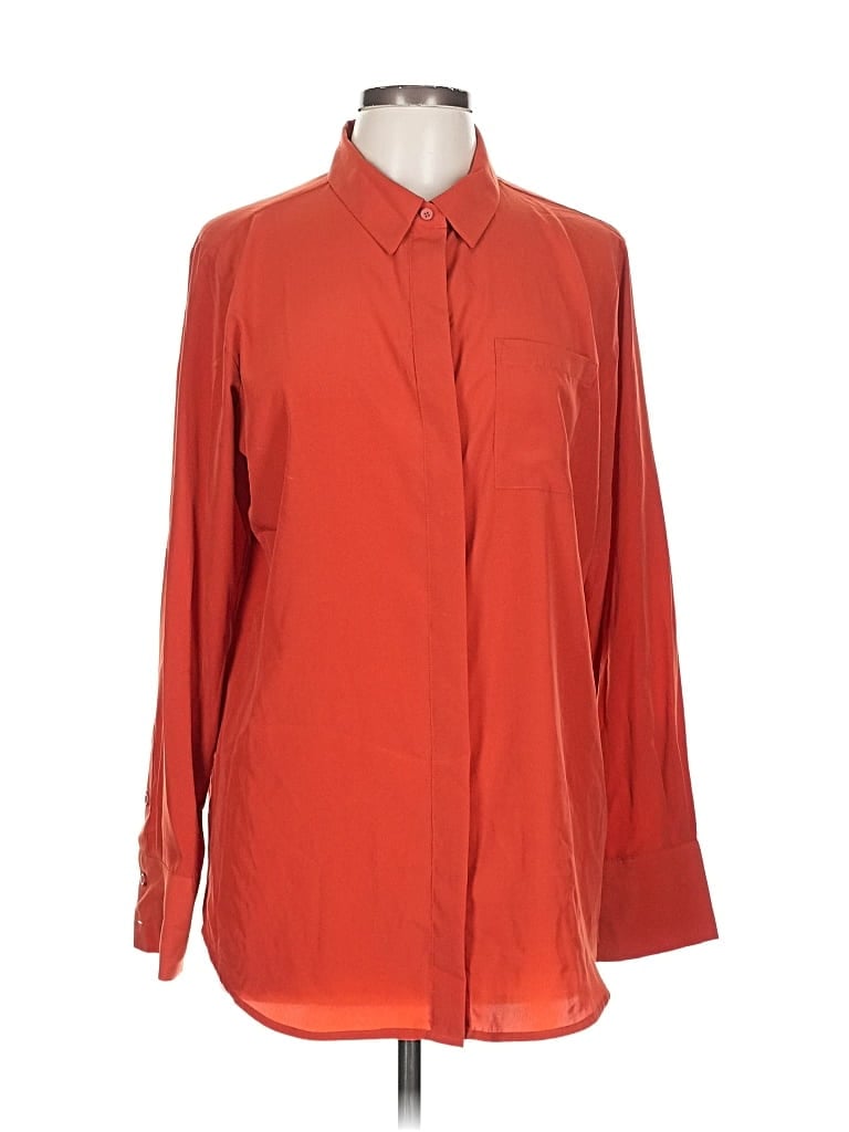 Pre-owned Nine West Long Sleeve Blouse In Orange